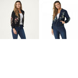 Susan Graver Women's Embroidered Peachskin Bomber Jacket