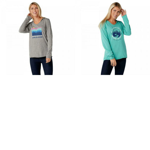 Life Is Good Women's Graphic Hooded Smooth T-Shirt
