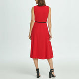 DKNY Women's Belted Seamed A-Line Midi Dress