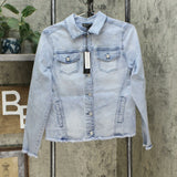 DG2 by Diane Gilman Women's Frayed Denim Jacket With Pockets