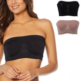Rhonda Shear 2 Pack Seamless Underwire Bandeau Bras Mocha/ Black Medium