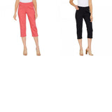 Susan Graver Women's Stretch Twill Pull-On Pants With Button Detail