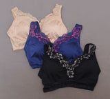 Rhonda Shear 3 Pack Betty Pin-Up Bras with Back Closure and Removable Pads