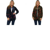 Belle by Kim Gravel Women's Floral Velvet Button Front Big Shirt