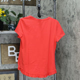 NWT Isaac Mizrahi Live! Scoop Neck Curved Ruffle Hem Knit Top. A378050-Reg M