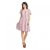 Xhilaration Women's Striped Short Sleeve Button-Front Mini Dress