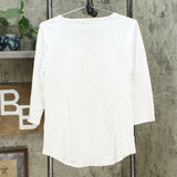 Lemon Way Women's Perfect Pima Lace Detail 3/4 Sleeve T-Shirt