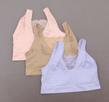 Rhonda Shear Plus Size 3 Pack Ahh Bras with Lace Overlay Multi 2X
