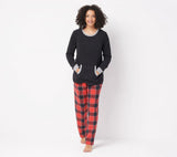Cuddl Duds Fleecewear Stretch Regular Length Pajama Set Black / Red Buffalo XL