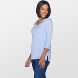 Isaac Mizrahi Live! Women's Essentials Pima Knit Top Powder Blue Medium