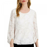 Alfani Women's 3/4 Sleeve Jacquard Bubble Top