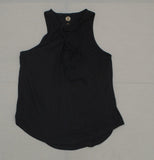 SO Women's Lace Up Front Tank Top Black Medium