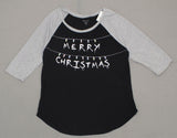 Zoe + Liv Women's Stranger Things 3/4 Sleeve Graphic T-Shirt MERRY CHRISTMAS
