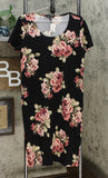 Slinky Brand Women's Floral Short Sleeve Knit Dress