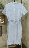 DG2 by Diane Gilman SoftCell Stripe Duster Dress Chambray Blue Large