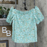 Martha Stewart Women's Stretch Sateen Floral Off-the-Shoulder Blouse