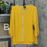 JM Collection Women's Jeweled V-Neck Tiered Hem Blouse