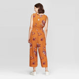 Xhilaration Women's Floral Print Sleeveless V-Neck Smocked Waist Jumpsuit