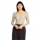 Wild Fable Women's Floral Print Long Sleeve Square Neck Blouse