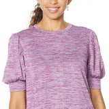 DG2 by Diane Gilman Women's Plus Size Balloon Sleeve Slub Knit T-Shirt