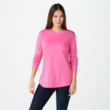 Isaac Mizrahi Live! Essentials Pima Cotton Knit Top Favorite Pink Large