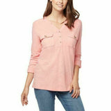 Gloria Vanderbilt Women's Roll Tab Knit Henley Top
