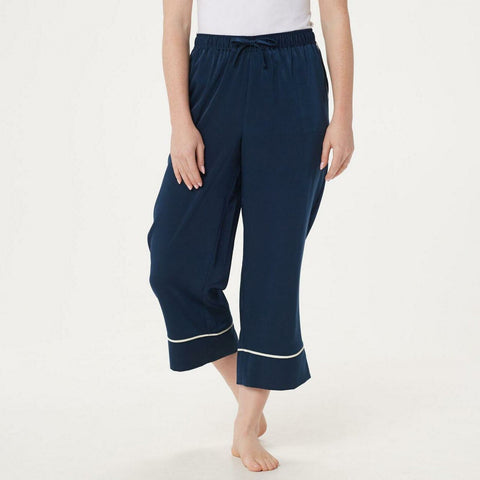 AnyBody Plus Size Piped Satin Pajama Pants