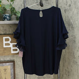 Nina Leonard Women's Plus Size Miracle Matte Jersey Pleated Sleeve Top