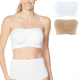 Rhonda Shear 2 Pack Underwire Bandeau Bras Removable Pads Nude/ White Plus 2X