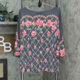 Bob Mackie Women's Rose Trellis Print Knit Top