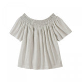 A New Day Women's Striped Short Sleeve Smocked Yoke Top