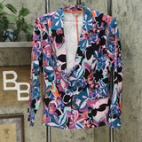 MOTTO Women's Plus Size Button Front Stretch Sateen Blazer