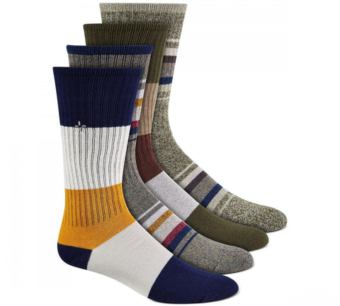 Sun + Stone Men's Printed Stripes Crew Socks 4 Pack Pairs