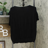 Jessica Simpson Women's Esther Ruched Bottom Short Sleeve T-Shirt Black Large