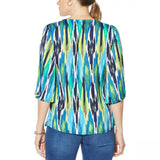 IMAN Women's City Chic Printed V-Neck Tunic Top