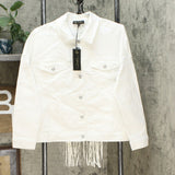 DG2 by Diane Gilman Women's Fringed Star Stretch Denim Jean Jacket