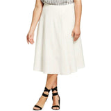 Who What Wear Women's Plus Size Zip Linen Blend Swing Skirt Cream 24W