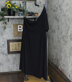 Who What Wear Women's Plus Size One Shoulder Puff Short Sleeve Dress Black 3X