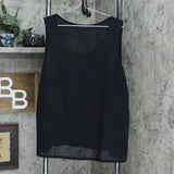 Colleen Lopez Womens Mixed Media Tank Top. 698386 Black 2X