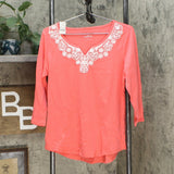 Lemon Way Women's Perfect Pima Lace Detail 3/4 Sleeve T-Shirt