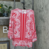 NWT Susan Graver Printed Liquid Knit Bell Sleeve. A306504 Medium