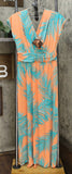 IMAN Women's Boho Chic Short Sleeve Knit Maxi Dress