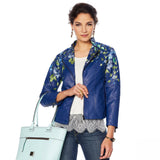 Colleen Lopez Women's Embroidered Faux Leather Jacket