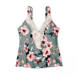 Sea Angel Women's Plus Size Lace Trim Swim Bikini Tankini Top