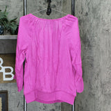JM Collection Plus Size Crochet Sleeve Necklace Popover Top