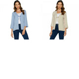 LOGO by Lori Goldstein Layers Women's Tie Front Heathered Kimono Cardigan
