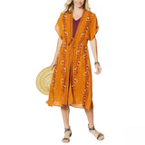 Curations Women's Embroidered Gauze Kaftan Cover Up