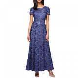 Alex Evenings Women's Rosette Embellished Lace A-Line Gown
