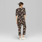 Wild Fable Women's Floral Print 3/4 Sleeve V-Neck Belted Jumpsuit