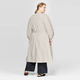 Prologue Women's Plus Size Long Sleeve Button Down Trench Coat